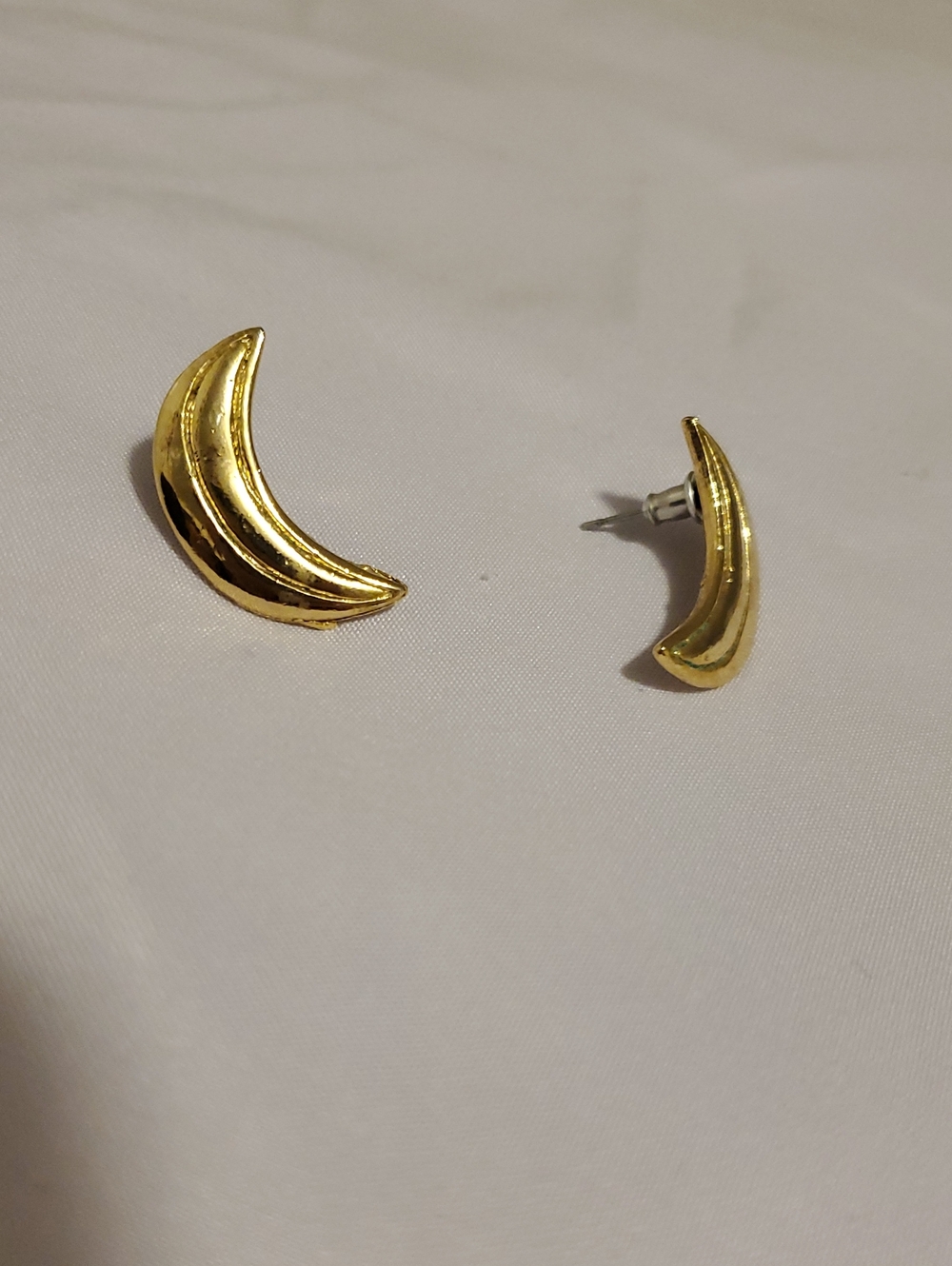 Gold Crescent Moon Stud Earrings